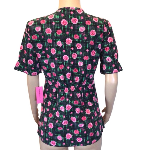 KOI Betsey Johnson B126PR Women’s Canola Scrub Top Size Small Pink Roses - Picture 7 of 10